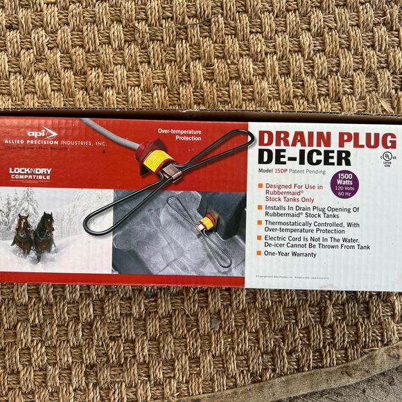 Drain Plug De-Icer - for Rubbermaid Stock Tanks - New in Box - Picture 1 of 2